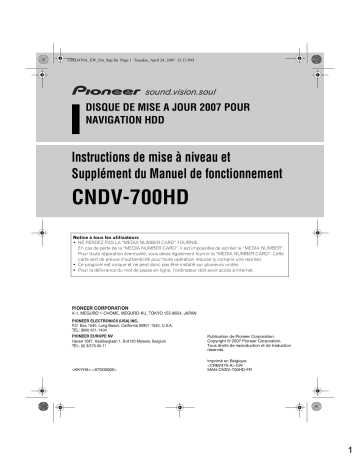 Pioneer CNDV 700 HD Mode d'emploi | Fixfr