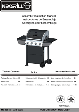 Nexgrill 720-0925XA 4-Burner Propane Gas Grill in Black with Stainless Steel Control Panel Plus Cover and Tool Set Manuel utilisateur