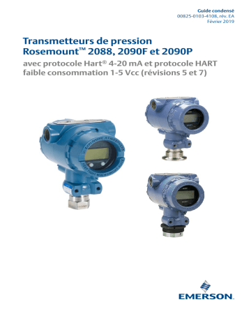Mode d'emploi | Rosemount 2088, 2090F et 2090P Transmetteurs de pression avec protocole Hart® 4-20 mA et protocole HART faible consommation 1-5 Vcc (révisions 5 et 7) Manuel utilisateur | Fixfr