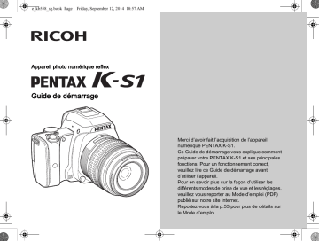 Guide de démarrage rapide | Pentax Série K-s1 Manuel utilisateur | Fixfr