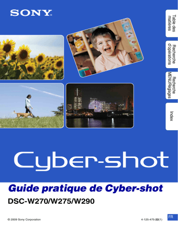 Cyber-Shot DSC W275 | Cyber-Shot DSC W270 | Mode d'emploi | Sony Cyber-Shot DSC W290 Manuel utilisateur | Fixfr