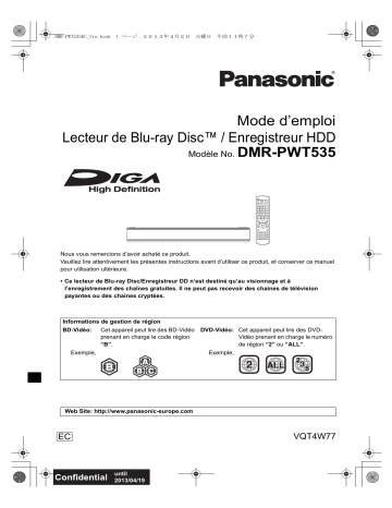 Manuel du propriétaire | Panasonic DMR-BST765EG Manuel utilisateur | Fixfr