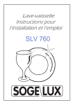 SOGELUX SLV760 Lave-vaisselle Manuel utilisateur