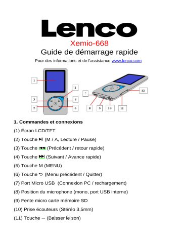 Guide de démarrage rapide | Lenco Xemio 668 Manuel utilisateur | Fixfr