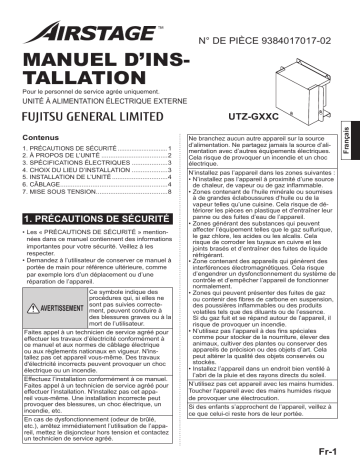 Installation manuel | Fujitsu UTZ-GXXC Guide d'installation | Fixfr