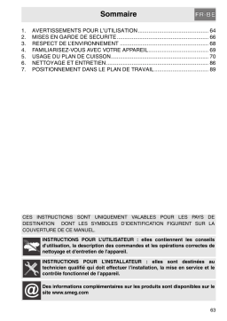 Smeg PGF 30T-1 Élément modulaire encastrable Manuel du propriétaire