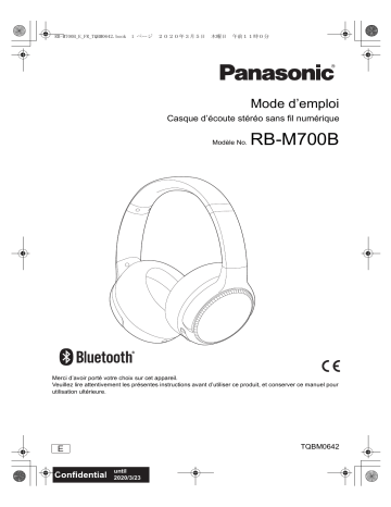 RB-M700BE-C | Panasonic RB-M700BE-K Casque audio ou écouteurs sans fil / Bluetooth Manuel du propriétaire | Fixfr