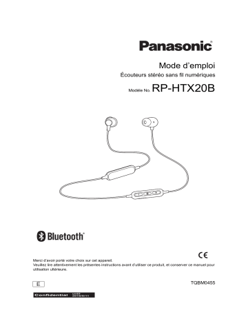 RP-HTX20BE-K | Panasonic RP-HTX20BE-H Casque audio ou écouteurs sans fil / Bluetooth Manuel du propriétaire | Fixfr
