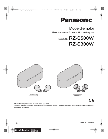 RZ-S300WE-W | RZ-S300WE-K | RZ-S300WE-G | RZ-S500WE-K | Panasonic RZ-S500WE-W Casque audio ou écouteurs sans fil / Bluetooth Manuel du propriétaire | Fixfr