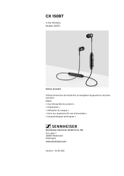 Sennheiser CX150BT BLACK Casque audio ou écouteurs sans fil / Bluetooth Manuel du propriétaire