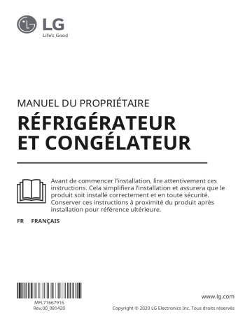 LG GMX945MC9F Frigo américain/French Doors Manuel du propriétaire | Fixfr