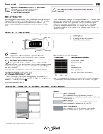 ARG 8151 | ARG 8161 | ARG 100711 | Whirlpool ARG 10472 SF2 Refrigerateur encastrable 1 porte Manuel du propriétaire | Fixfr