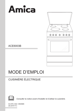 Amica ACE6003B Cuisinière induction, vitrocéramique ou électrique Manuel du propriétaire