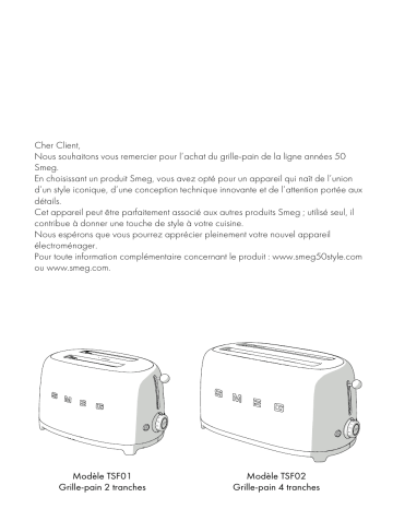 Smeg TSF02PKEU Toaster Manuel du propriétaire | Fixfr