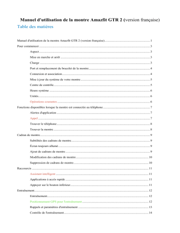 Amazfit GTR 2 CLASSIC Montre connectée, activity tracker ou montre de sport Manuel du propriétaire | Fixfr