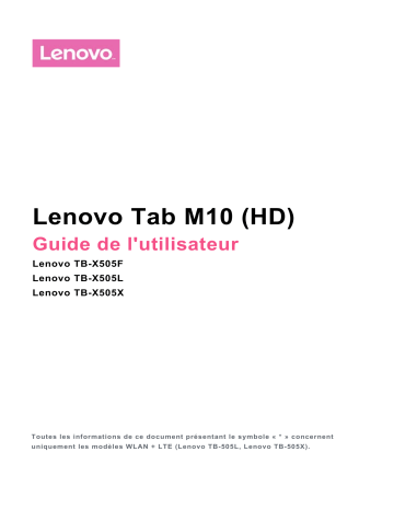 Lenovo TAB M10 HD 2de GEN 4/64GO Tablette multimédia Manuel du propriétaire | Fixfr