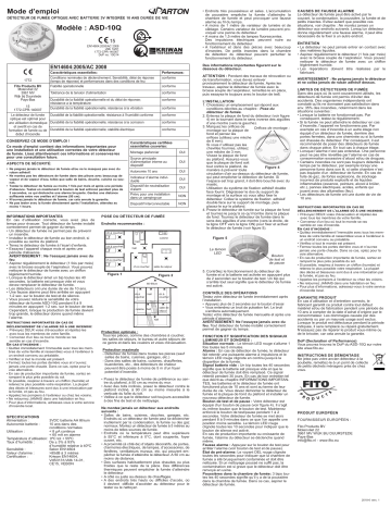 FITO ASD-10Q SMOKEDETECTOR 10Y Détecteur de fumée Manuel du propriétaire | Fixfr