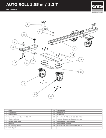 GYS HANDLING JACK AUTO ROLL 1.55m/1.2t Manuel du propriétaire | Fixfr