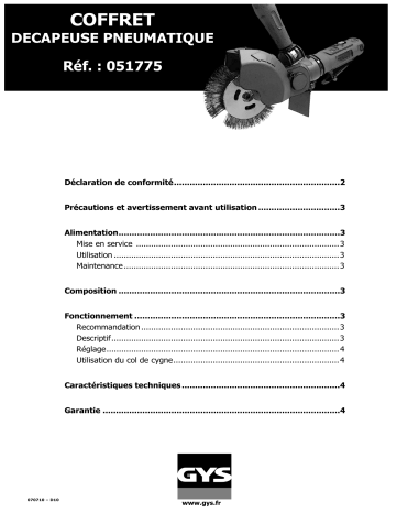 GYS AIR SANDER TOOL KIT Manuel du propriétaire | Fixfr