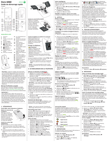 Doro 6060 Mobile phone Guide de démarrage rapide | Fixfr