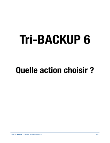 Tri-Edre Tri-BACKUP Manuel du propriétaire | Fixfr