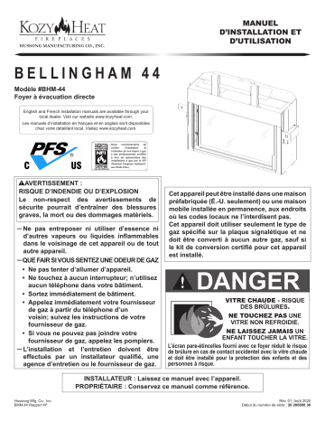 Kozyheat Bellingham 44 Gas Fireplace Manuel du propriétaire | Fixfr