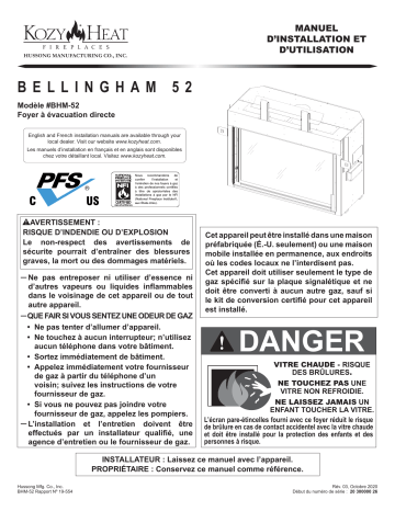 Kozyheat Bellingham 52 Gas Fireplace Manuel du propriétaire | Fixfr