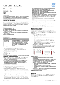 Roche Cell Free DNA Tube Manuel utilisateur