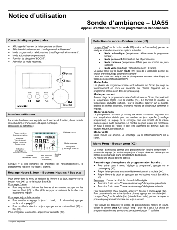 Atlantic SONDE D'AMBIANCE UA55 Manuel du propriétaire | Fixfr