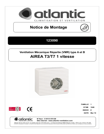 Installation manuel | Atlantic AIREA T3 / 7LS Guide d'installation | Fixfr