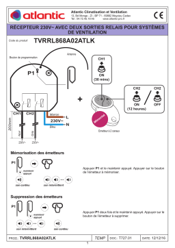 Atlantic télécommande radio Primocosy Guide d'installation