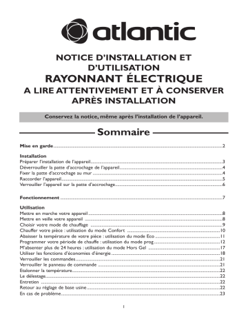 Atlantic rayonnant RC14 depuis janv 2014 Manuel utilisateur | Fixfr