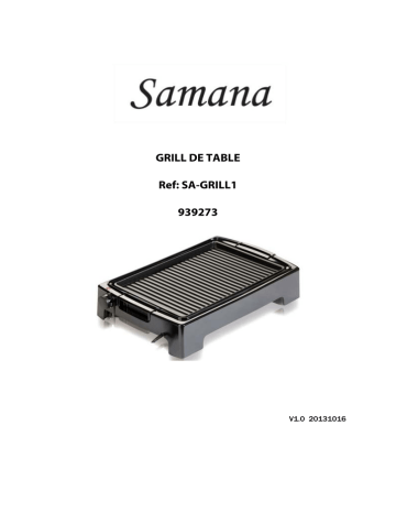 Manuel du propriétaire | Samana SA-GRILL1 plaque amov. 36x2 Grille viande - Plancha Manuel utilisateur | Fixfr