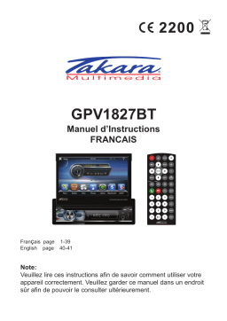 Takara GPV1827BT Autoradio Manuel utilisateur