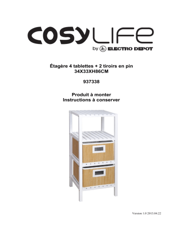 Manuel du propriétaire | COSYLIFE ETAGERE blanche H86cm 2 tiroirs -P Accessoires lave-linge Manuel utilisateur | Fixfr