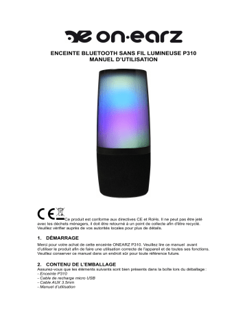 Manuel du propriétaire | ON.EARZ Enceinte P310 Enceinte portable Manuel utilisateur | Fixfr