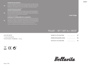Manuel du propriétaire | Bellavita WT 1307 A++ WSP Lave-linge top Manuel utilisateur | Fixfr