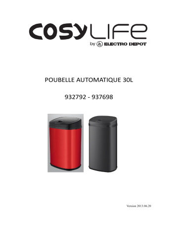 Manuel du propriétaire | COSYLIFE automatique cuve noir 30L -P Poubelle Manuel utilisateur | Fixfr