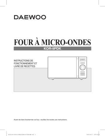 Manuel du propriétaire | Daewoo KOR-9PDK MICRO-ONDES Manuel utilisateur | Fixfr