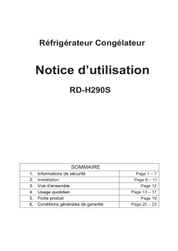 Daewoo RD-H290S RÉFRIGÉRATEURS Manuel utilisateur