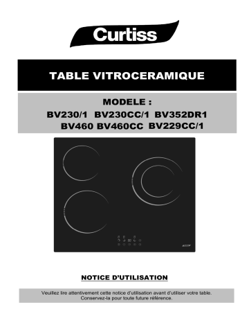 Manuel du propriétaire | Curtiss BV 352 DR1 DE CUISSON Manuel utilisateur | Fixfr