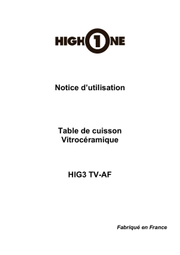 High One HIG 3 TV AF DE CUISSON Manuel utilisateur