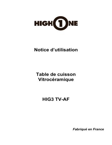 Manuel du propriétaire | High One HIG 3 TV AF DE CUISSON Manuel utilisateur | Fixfr