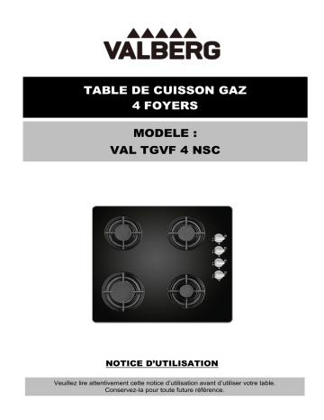 Manuel du propriétaire | Valberg VAL TGVF 4 NSC DE CUISSON Manuel utilisateur | Fixfr