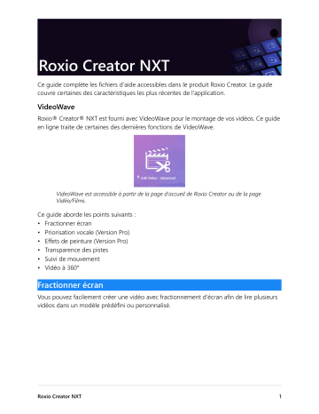 Roxio Creator NXT 8 Pro Mode d'emploi | Fixfr