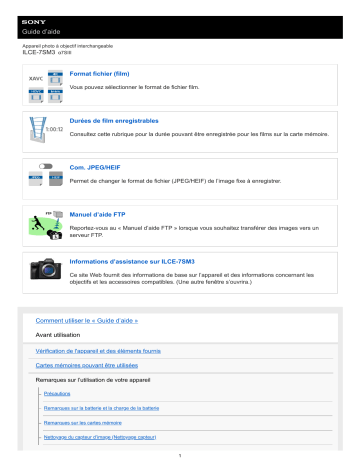 ILCE 7S M3 | Sony α 7S III Manuel utilisateur | Fixfr