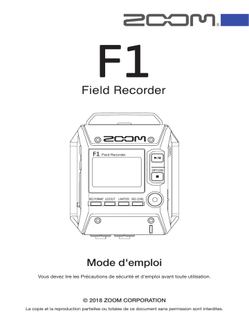 Zoom F1 Mode d'emploi | Fixfr
