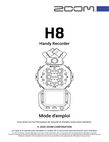 Zoom H8 Manuel utilisateur | Fixfr