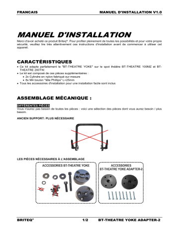 Briteq BT-THEATRE YOKE ADAPTER-2 Manuel du propriétaire | Fixfr