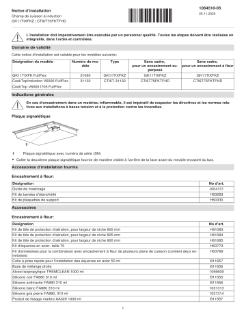 V-ZUG 31132 GK11TIXFKZ CT Guide d'installation | Fixfr